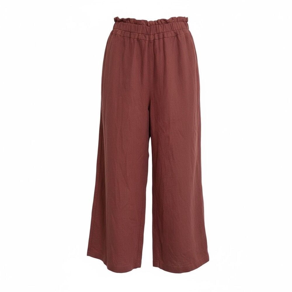 Vanilla Star Wide Leg Paperbag Waist Pants in Brick